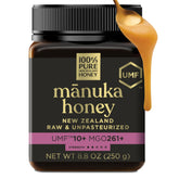 100% Pure New Zealand Honey front jar showing label and jar benefit convenience