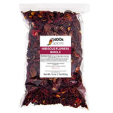 1400S SPICES front packaging showing 1 lb hibiscus flowers, clear label and benefit of vibrant flavor