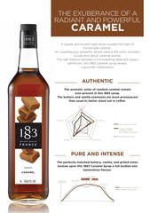 Espresso shot topped with caramel from 1883 Maison Routin adding sweet aroma