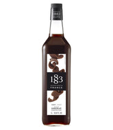 1883 MAISON ROUTIN bottle front showcasing elegant glass and premium chocolate syrup