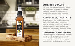 1883 MAISON ROUTIN syrup pouring into coffee for balanced flavor