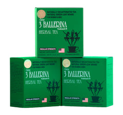 3 Ballerina front packaging showing three tea boxes and benefit of steady support