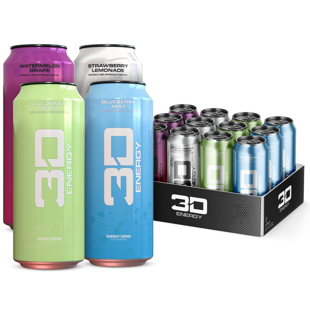 3D front pack shot showing 12 cans and variety of flavors for convenience