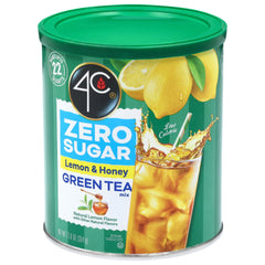 4C green tea front canister showing label and family size benefit
