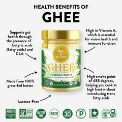 4th & Heart jar label detail highlighting grass-fed sourcing and quality
