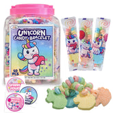 4YoreElves front box showing 50 unicorn candy bracelets and easy display