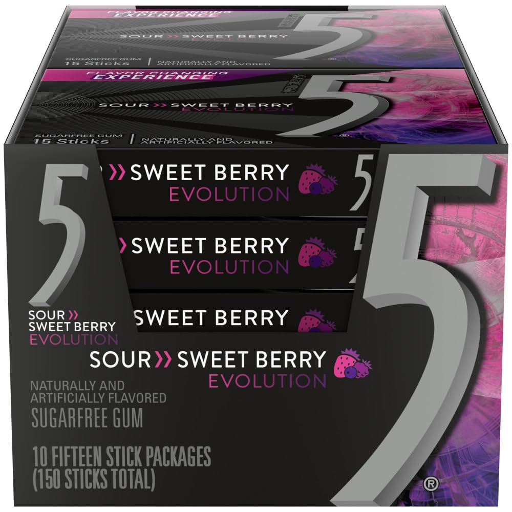 5 Gum Evolution front packaging showing bold berry design and convenience