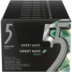 5 Gum sweet mint close-up of a stick texture highlighting smooth chew and freshness