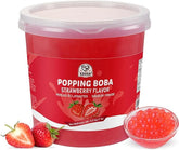 52USA front packaging of 3.2kg tub showing strawberry popping boba and label, convenient bulk supply