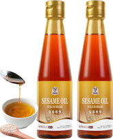 52USA front packaging showing two toasted sesame oil bottles and clear branding benefit aroma