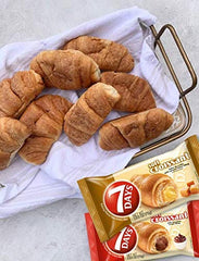 7Days croissant next to coffee cup showing size and quick breakfast benefit