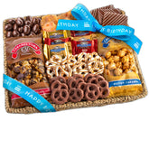 A Gift Inside front view of birthday basket with ribbon showing celebratory presentation benefit