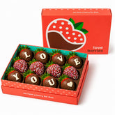 A Gift Inside front packaging showing the 12-count strawberry gift box and delivery-ready presentation