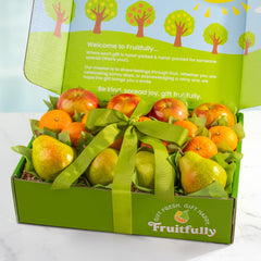 A Gift Inside fruit gift on dining table, showing elegant seasonal gifting
