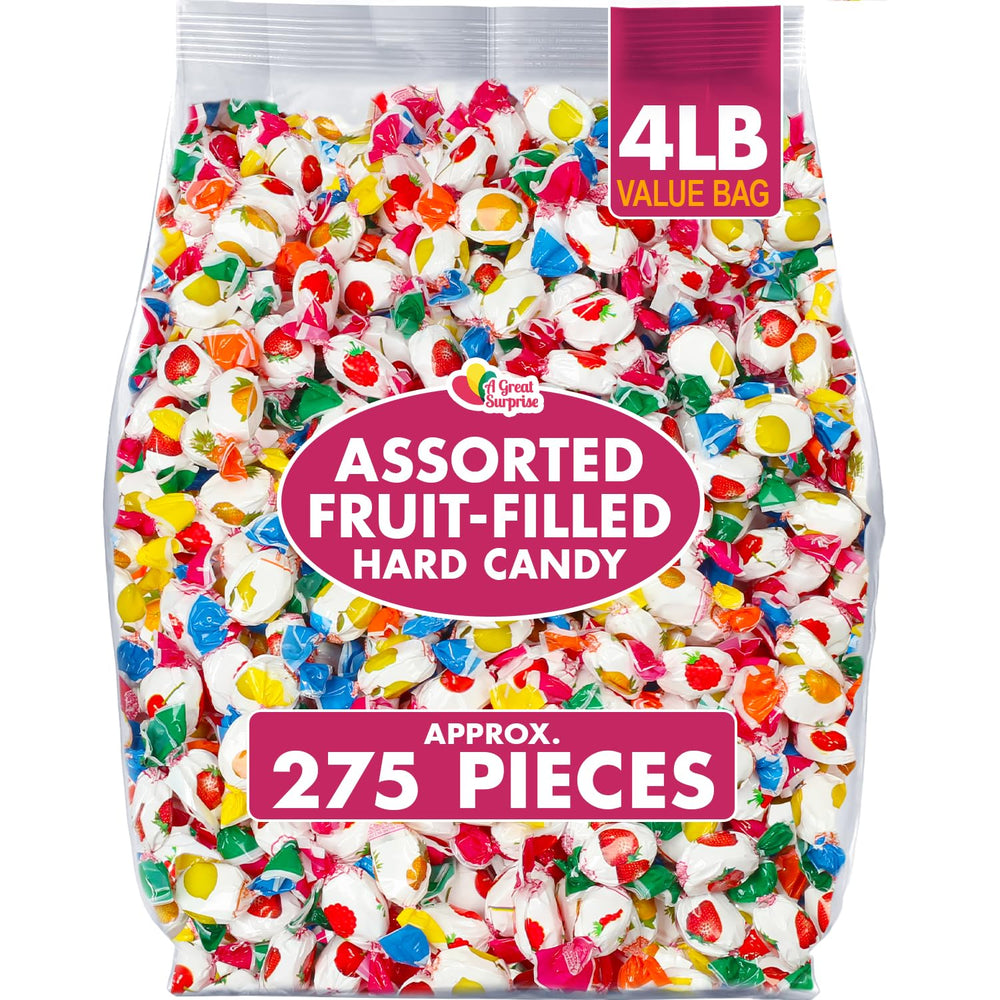 A Great Surprise front packaging of 4 lb bag showing bulk quantity and colorful wrappers