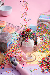 A Great Surprise close-up of sprinkle texture revealing vibrant colors and fine jimmie shape