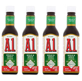 A.1. bottle front packaging showing bold and spicy label and serving suggestion