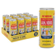 Acassan bottle front view showing label and convenient 9.8 fl oz size