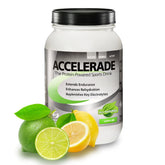 Accelerade front packaging showing lemon lime flavor and 60 servings benefiting convenient hydration