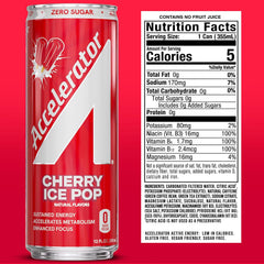 Accelerator closeup of can label highlights natural caffeine source benefits