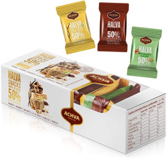 Achva front packaging showing variety pack and kosher label, convenient gifting