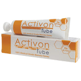 ActivOn tube front label showing medical grade Manuka honey gel for wound care benefits