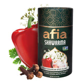 AFIA jar front label showing shawarma seasoning and clear benefits
