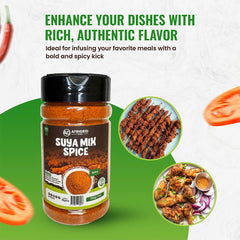 AFRIGRID suya spice on seasoned steak on grill, adds smoky savory crust