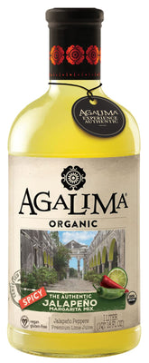 AGALIMA front bottle view showing spicy jalapeño mix and organic benefit