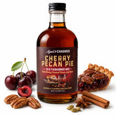 Aged & Charred bottle front label showing cherry pecan Old Fashioned identity and premium look