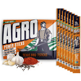 AGRO Texas BBQ bag front showing bold branding and seven sticks for convenient protein