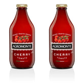 Agromonte jar front label showing classic cherry tomato sauce and Italian origin benefit