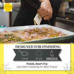 Agrumato lemon olive oil drizzled on bread demonstrating flavorful finishing use