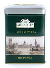 Ahmad Tea Earl Grey tin front view showing packaging and freshness benefit