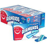 Airheads front packaging showing blue raspberry flavor and bulk 12-pack benefit