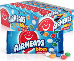 Airheads front packaging showing 18-pack and 2 oz bags for easy grabbing