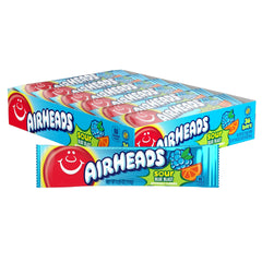 Airheads box front showing Sour Blue Blast packaging and shareable count