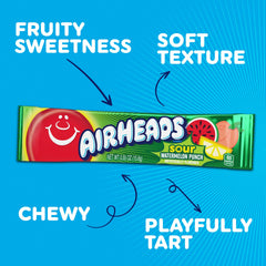 Close-up of Airheads taffy texture emphasizing chewy consistency and satisfying bite