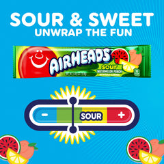 Unwrapped Airheads Sour Watermelon full-size bar demonstrating chewable texture and bright color