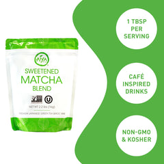 AIYA SINCE 1888 prepared matcha latte in cup, creamy froth for café-style enjoyment