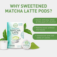 AIYA pod close-up showing smooth matcha-creamy texture and quick brew benefit