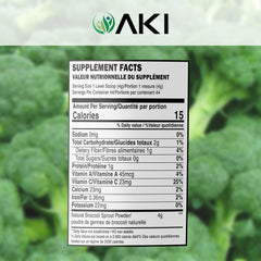 AKI ORGANIC close-up of broccoli sprout powder texture for easy mixing