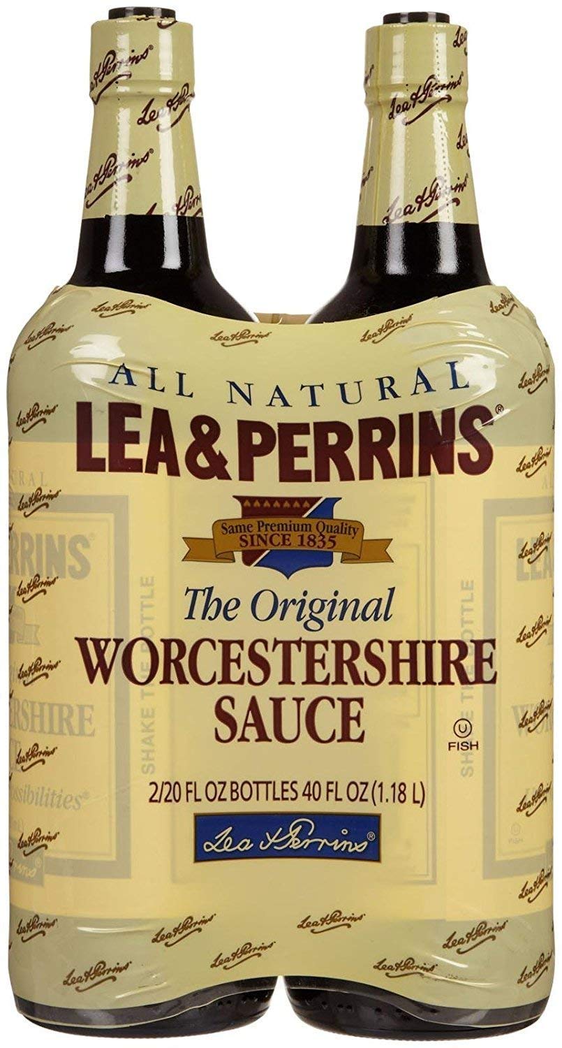 Al Amin Foods Lea & Perrins front packaging showing two 20oz bottles and label benefit