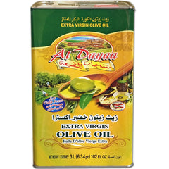 Al Dayaa 3L tin front label showing Lebanese extra virgin quality and value