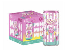 Alani Cotton Candy front packaging showing four pink mini cans and bold graphics