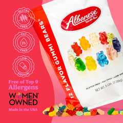 Albanese gummy bears in a serving bowl for party-ready presentation