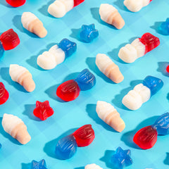 Albanese gummies in hand demonstrating size and easy sharing at parties