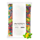 Albanese front of bag showing 5-pound rainforest frogs, clear labeling and bright colors