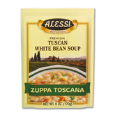 Alessi Autentico front packaging showing Tuscan White Bean soup and benefits