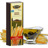 Alessi front packaging showing thin Italian breadsticks and branding for easy identification